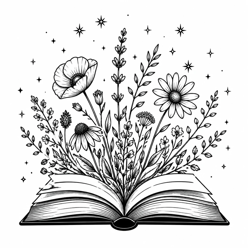 Personalized botanical and literary tattoo concept with layered symbolism