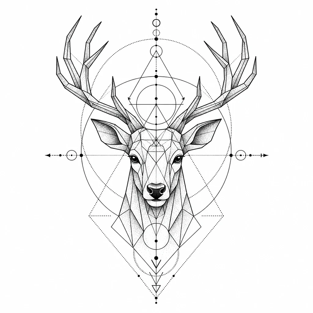 Geometric tattoo style detail showing crisp linework and symmetry